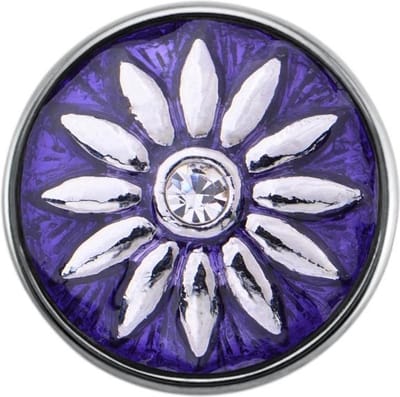 Quiges - Dames Click Button Drukknoop 18mm Bloem Paars - EBCM291