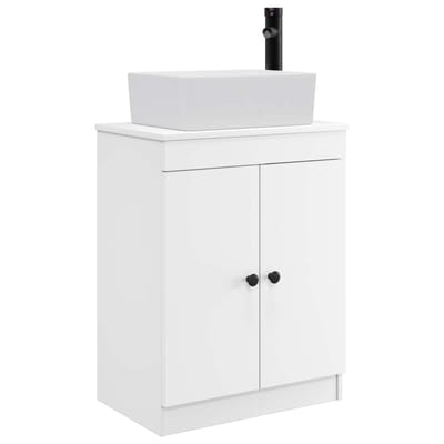 vidaXL - Badkamer - Vanity - met - Wastafel - Wit - 54 - x - 35 - x - 83 - cm - Bewerkt - hout