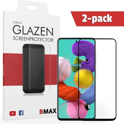 2-pack BMAX Glazen Screenprotector Samsung Galaxy A51 Full Cover Glas / Met volledige dekking / Beschermglas / Tempered Glass / Glasplaatje