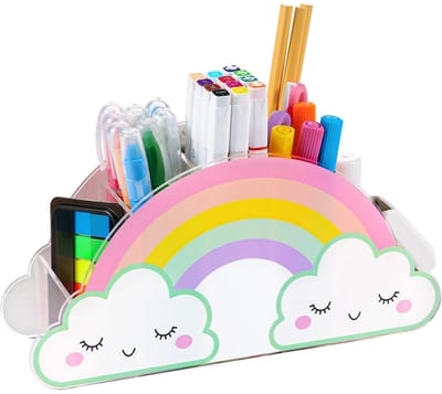 Potloodhouder voor Bureau, Acryl Pen Houder Regenboog Supply Caddy voor Home Office Desktop Opslag Briefpapier Supplies Organizer