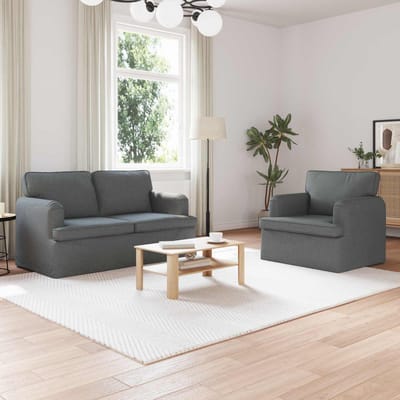 vidaXL Bankstel 2 pcs Donkergrijs 144 x 80 x 85 cm Stof