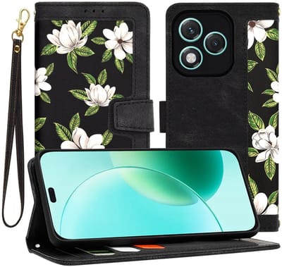 Hoesje geschikt voor HONOR 400 Lite - Techsuit FlipCraft Book Wallet Case met koord - Flowers of the Dawn