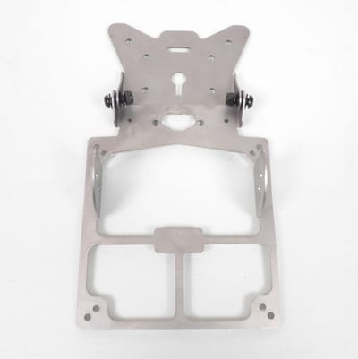één opvouwbare grijze stalen nummerplaathouder voor motoren nieuw