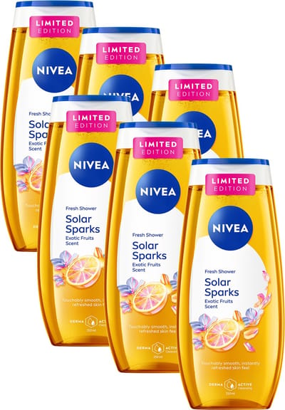 NIVEA Solar Sparks Douchegel - Shower Gel - met Vitaminen C & E - Voordeelverpakking - 6x 250ml