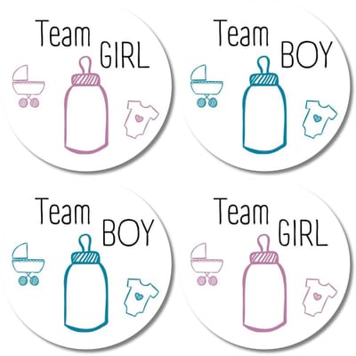 Gender Reveal Stickers - Team Boy Team Girl - 20 Stuks - Memories Are Timeless