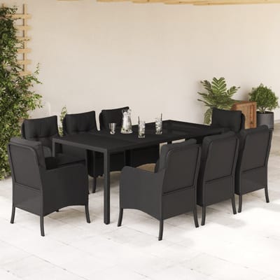vidaXL - 9-delige - Tuinset - poly - rattan - zwart