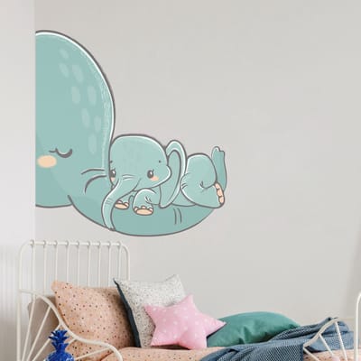 Muurstickers - Olifant en baby - Zelfklevende stickers - 180x120cm