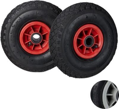 steekwagenwielen - set van 2 - 3.00-4 - luchtband - 260x85 mm - zwart