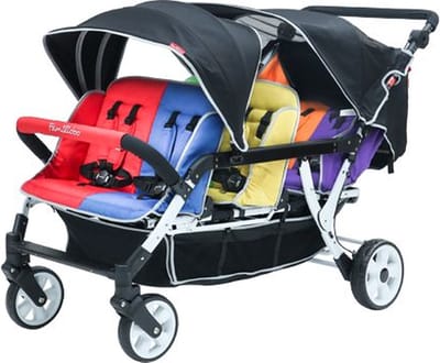 Familidoo Kinderwagen 6-zits H6E - 2 zitplaatsen achterin voor kinderen vanaf de geboorte - Compact (79 cm), Ideaal voor Kinderopvang, Gastouders & Kinderdagverblijven! -inclusief regenhoes