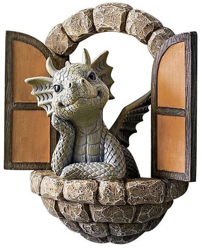 Dailygoods- Drakenbeeldje Klein - Tuinornament - Decoratie voor Draken - Tuinbeelden Kunsthars - Standbeeld voor Tuinmuur - Schattig Design - Tuinbeeldje