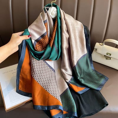180*90cm Sjaal Luxe Sjaal Dames Sjaals Wraps Lente Hijab Bufanda Foulard Vrouwen Bandana Strand Sjaals Zijde 90x180cm white