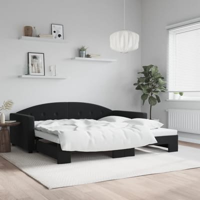 vidaXL - Slaapbank - met - onderschuifbed - 100x200 - cm - fluweel - zwart