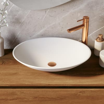 Brauer Vortex Waskom - Ovaal - 58 cm - Fine Stone - Mat - Wit