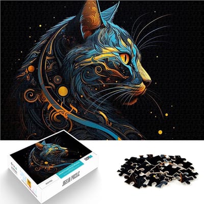 Abstract Puzzel - Educatief Speelgoed - Stressvermindering Thuis - Kintsugi Stijl - 1000 Stukjes 75x50cm - Abstract Kat