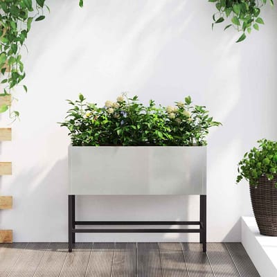 vidaXL - Verhoogde - Tuin - Plantenbak - Zilver - 60 - x - 26 - x - 45 - cm