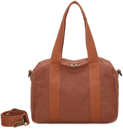 Ines Delaure - trendy - hippe handtas - dubbel handvat - camel