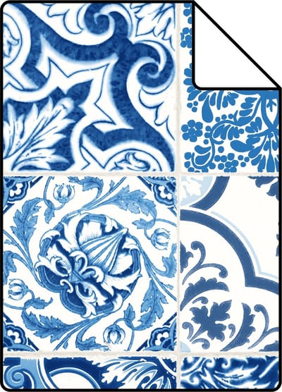 Proefstaal ESTAhome behang tegelmotief blauw - 26.5 x 21 cm - 148636-S