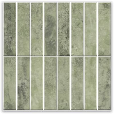 24Supply Plaktegels - 10 Stuks - Glans - Olijfgroen - 30.5x30.5cm