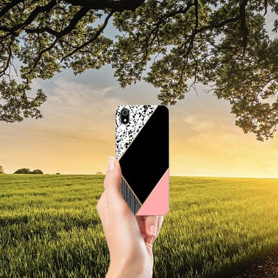Xiaomi Redmi 7A TPU Hoesje Zwart Roze Vormen