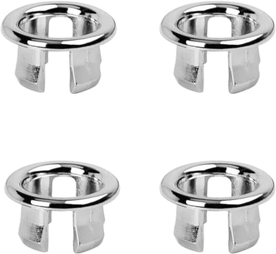 4 Stuks - Overloopring voor wastafel - Overloopring voor badkamer - Ronde gatafdekking - Zilver - Kunststof - 3.06*3.06*1.25cm - Voor badkamer/ keuken/ wastafel/ overloopafdekking - Overloopring voor gootsteen - Decoratieve overloopstop voor wastafel