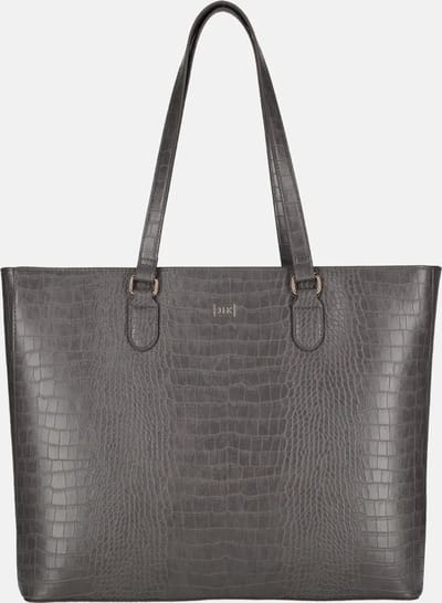 Duifhuizen croco shopper met laptopvak middengrijs