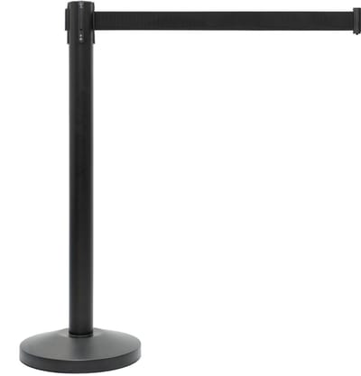 GJ Floors - Afzetpaal met trekband | Zwart - Zwart - Hoogte: 92 cm - Lengte: 200 cm - Steel diameter: 5,1 cm