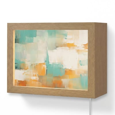 Wandlamp 20x15 cm - Oplaadbaar - Kunst - Abstract - Blauw - Wit - Wandlampen binnen woonkamer - Slaapkamer lamp met kabel - Decoratieve nachtlamp - Vloerlamp snoer