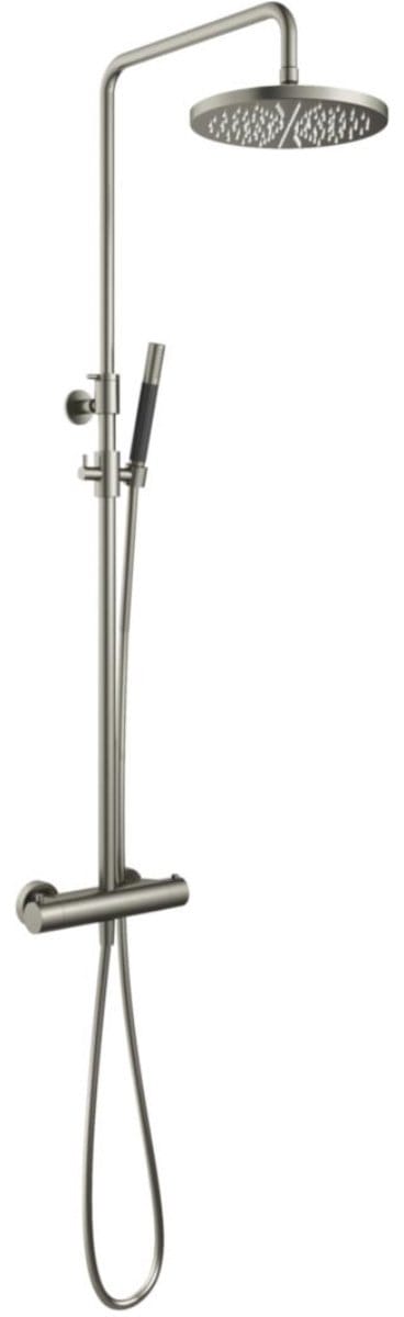 Hotbath Cobber - Stortdoucheset - 300 mm Hoofddouche - 360 mm Hartafstand - Glijstang - Staafmodel Handdouche - Geborsteld Nikkel - Opbouw - 1/2 Inch Aansluiting - V02