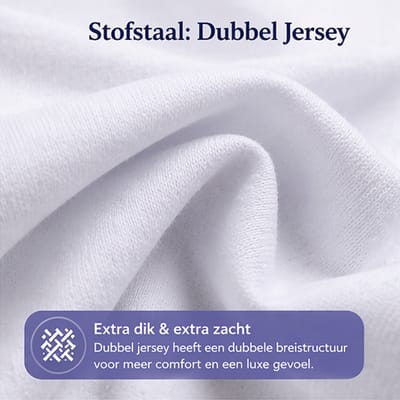 24-bedding Dubbel Jersey - Topdek Hoeslaken - Topper Hoeslaken - 100% katoen - 80 x 200 cm - Wit - Extra dikke kwaliteit 200 gr/m2