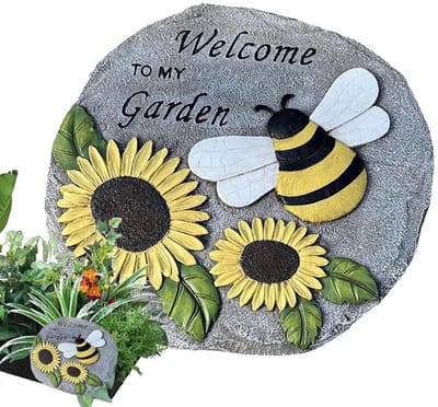 Decoratieve Tuinstenen - Stapstenen Gazon - Tuin Decoratie - Handgemaakt Hars Ontwerp - 23cm Diameter