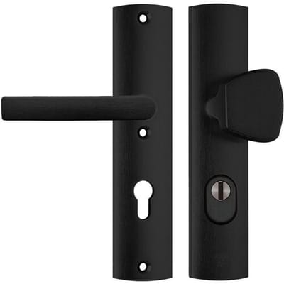 AXA Veiligheidsbeslag (Curve Plus) Zwart geslepen: Knop-Kruk (model S/Blok) PC92 met kerntrekbeveiliging SKG***