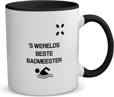 Akyol - badmeester koffiemok - theemok - zwart - Badmeester - badmeesters - 's werelds beste badmeester - zwemmen - zwemdiploma - cadeau - kado - gift - geschenk - vaderdag - lifeguard - 350 ML inhoud