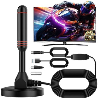 Binnen-tv-antenne - GPFUOEA - HDTV - Magnetische voet - Ingebouwde versterker - 5m kabel