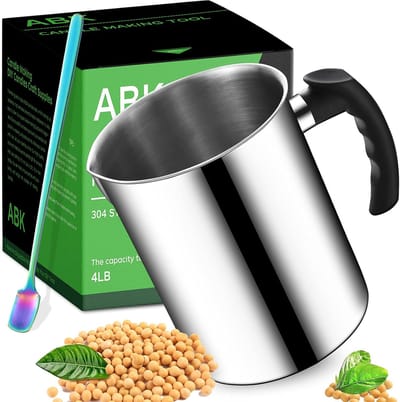 Kaars Gietpot - Wax Smeltkruik - Kaarsen Maken - Druppelloze Gietuitloop - 4 Pond Capaciteit - Zilver