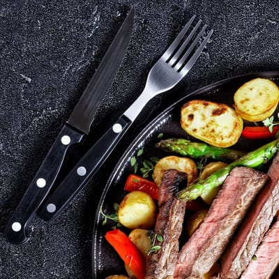 Ensemble de couverts couverts à steak pizza 12 pièces
