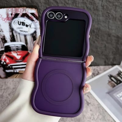 Stijlvolle Big Wave Magnetische Matte Case Voor Samsung Galaxy Z Flip 3 4 5 6 5G ZFlip5 Flip6 5G Doorzichtig Mat Achterkant Cover Funda For Samsung Z Flip 6