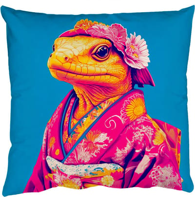 Sierkussens - Kussentjes Woonkamer - 50x50 cm - Bloemenkrans - Hagedis - Kimono - Paars