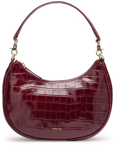 Manfield - Burgundy leren croco schoudertasje