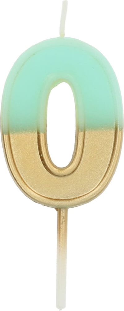 Folat - Kaars Retro Cijfer 0 Lichtblauw - 5 cm