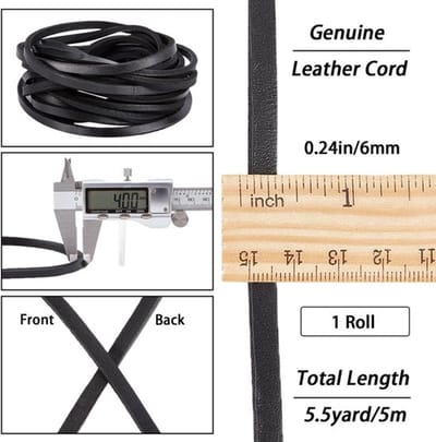 Store_8 - Plat Lederen Veter - Echt Leer - Zwart - DIY Knutselen