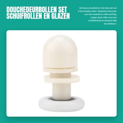 Dailygoods- Douchedeurrollen Set van 8 - Schuifrollen - Glazen Rolvervanging - Kunststof - 20/23/25 mm - Slijtvast en Stil - Schuifdeurwielen