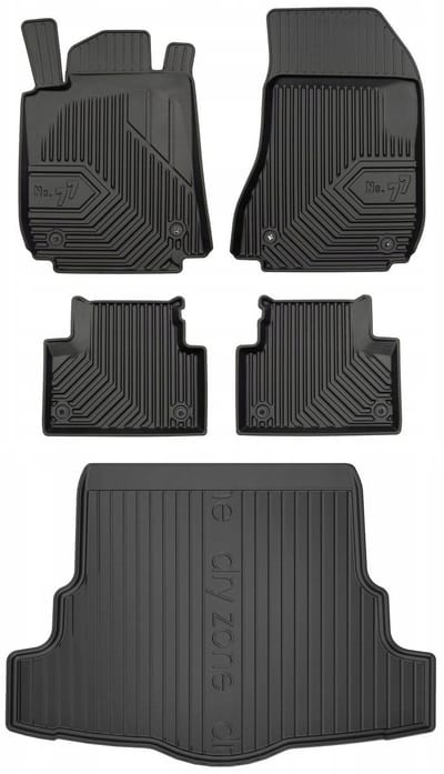 FROGUM No.77 & DRY ZONE Set - Rubberen Automatten + Kofferbakmat - Geschikt voor ALFA ROMEO 159 Sedan (2005-2011) - Zwart