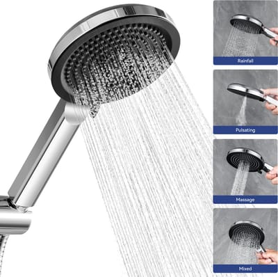 DERW MAX Douchekop - Douchekop - Regendouche - Wellness - 4 Sproeistanden - Hoge Druk - Betere Huid - Handdouche - Luxe Moderne Handdouche - Zwart