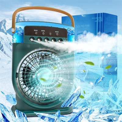 SnelShoppen - Draagbare Mini-Airconditioning 4-in-1, Stil Waterkoeler Ventilator, Oplaadbaar Luchtbevochtiger Type C met Timer voor Thuis, Camping, Tu