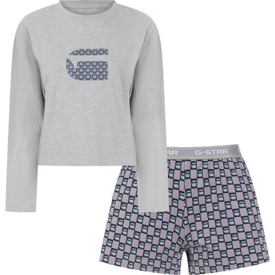 G-Star Gaia Loungewear Light Grey Marl/multi Größe: S | Longsleeves Outlet | Damen | Grau