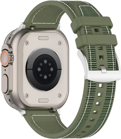 Hybride nylon-siliconen bandje - geschikt voor Apple Watch 1/2/3/4/5/6/7/8/9/10/11/ SE (1,2,3) met maat 38 mm / 40 mm / 41 mm en 42 mm (Watch 10/11) - groen