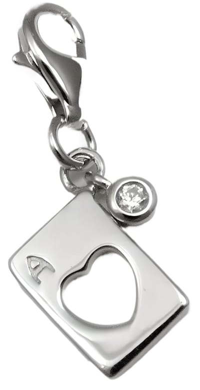 Zilveren Bedel - Harten Aas met Zirkonia- 925 sterling zilver