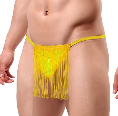 Sexy heren string met kwastjes - Verleidelijke slip - Polyester - One size - Seks - Erotiek - Rollenspel