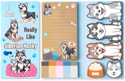 Dailygoods- Notitieblaadjes 440 Vellen - Zelfklevende Notitieset - Grappige Huskys - Kantoor/School - 11 Designs - Papier 20x10x1,5 cm - Memo Pads