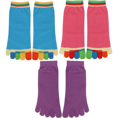 Hoge Kwaliteit Alle Katoen Kleurrijk Comfortabel Teensokken Antislip Yoga Vijf Tenen Sokken blue